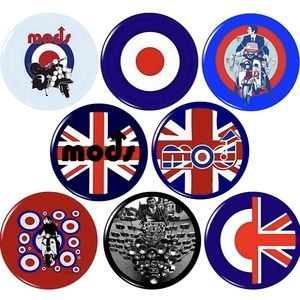 Mod set of 8 1 inch buttons badge pins